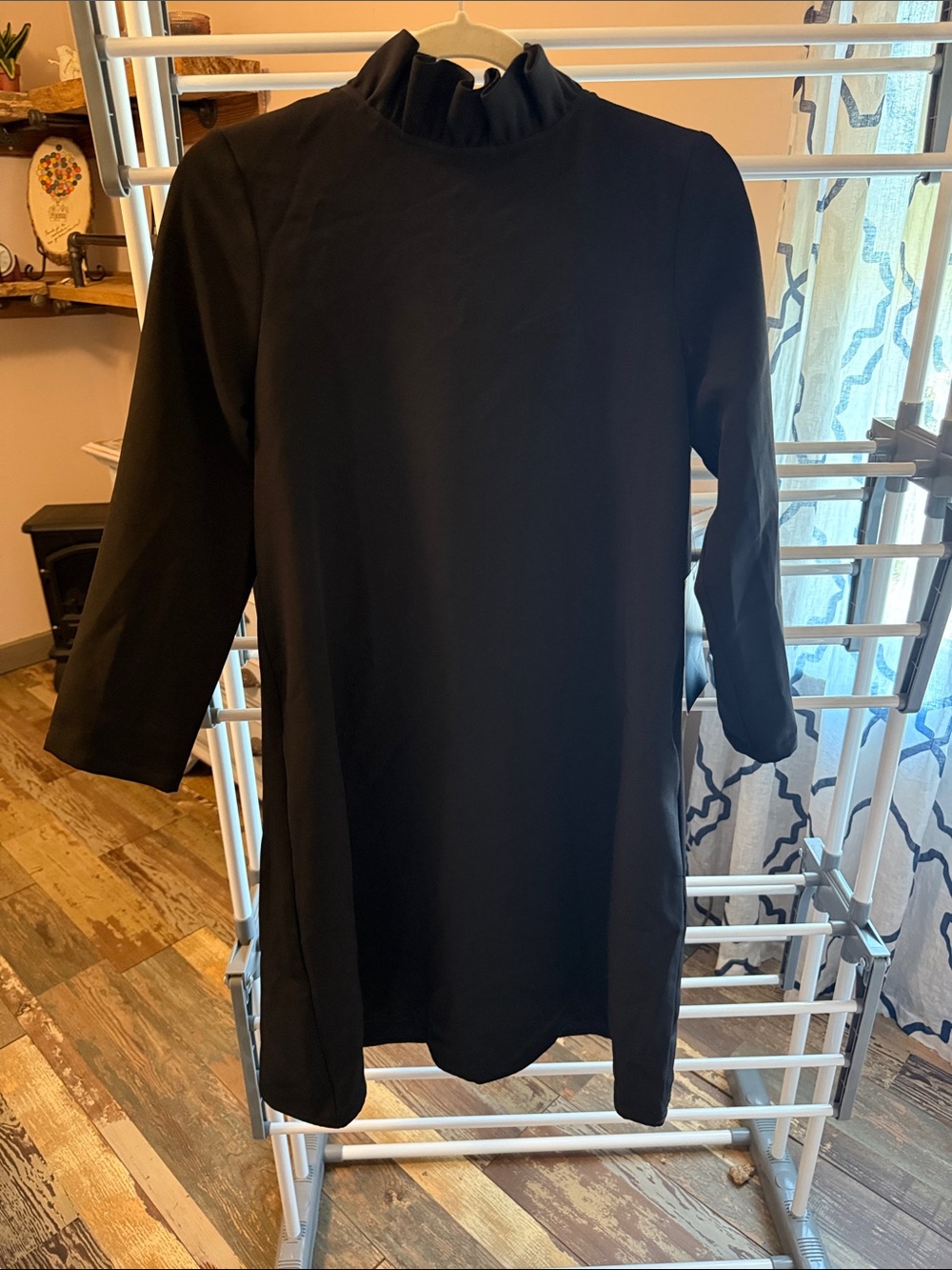 Tuckernuck Black Ruffle-Neck Shift Dress